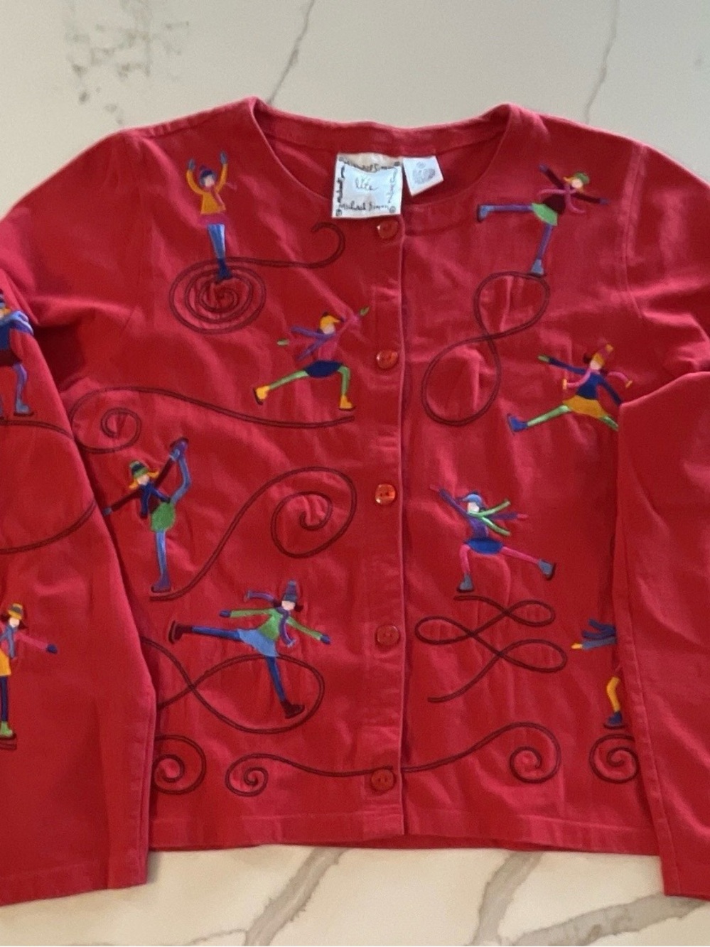 Michael Simon Red Embroidered Ice Skater Shirt